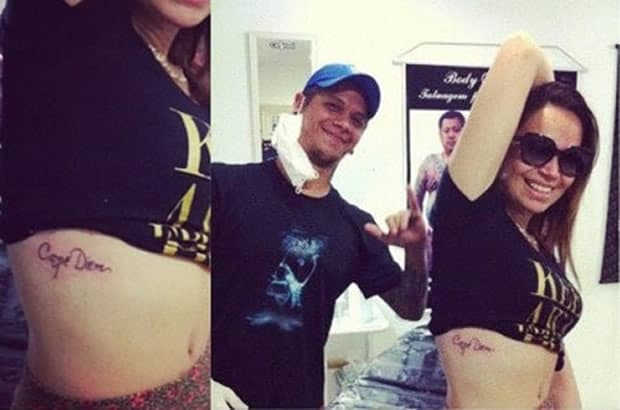 Solange Almeira exibe nova tatuagem