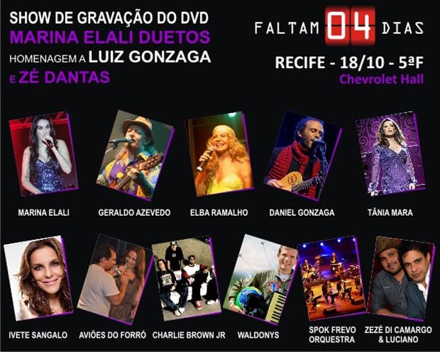 Em Recife, Marina Elali grava DVD com participação de Aviões do Forró