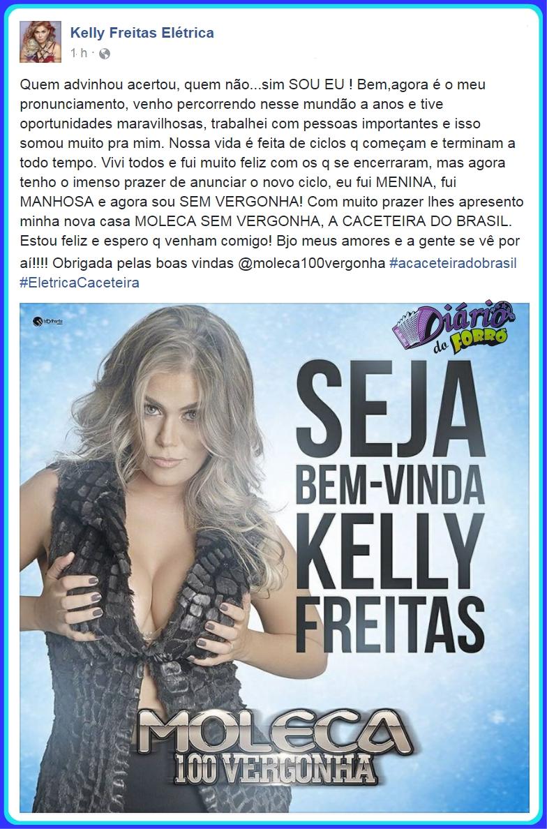 Kelly Freitas é a mais nova contratada da Banda Moleca 100 Vergonha